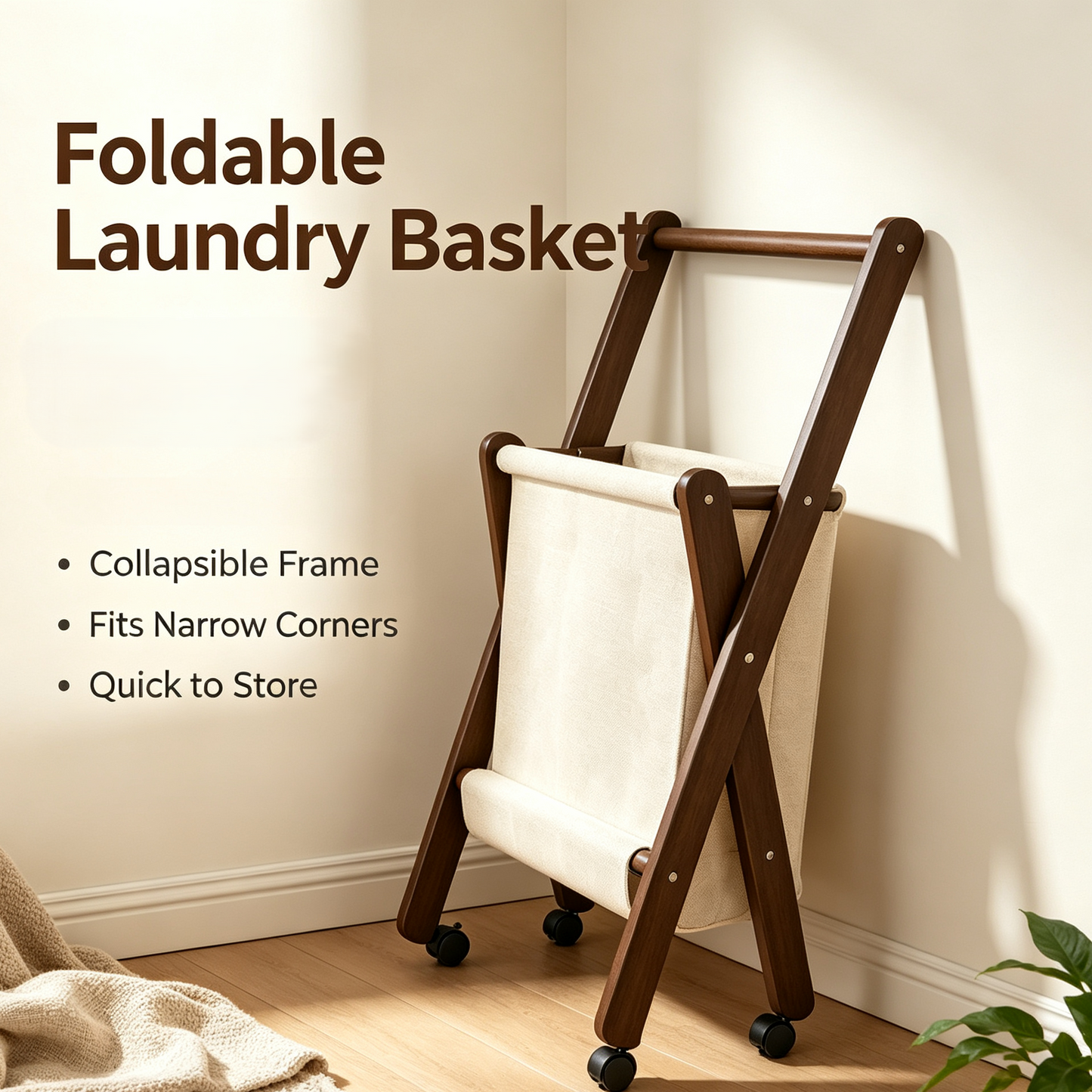 Foldable Rolling Laundry Hamper with Hanging Rail
