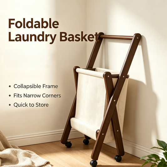 Foldable Rolling Laundry Hamper with Hanging Rail