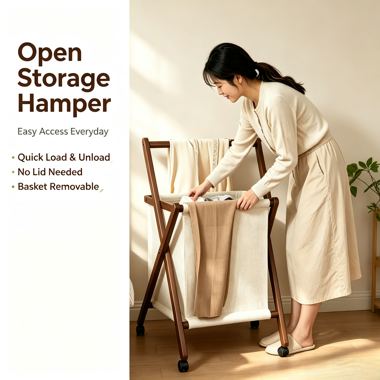 Foldable Rolling Laundry Hamper with Hanging Rail